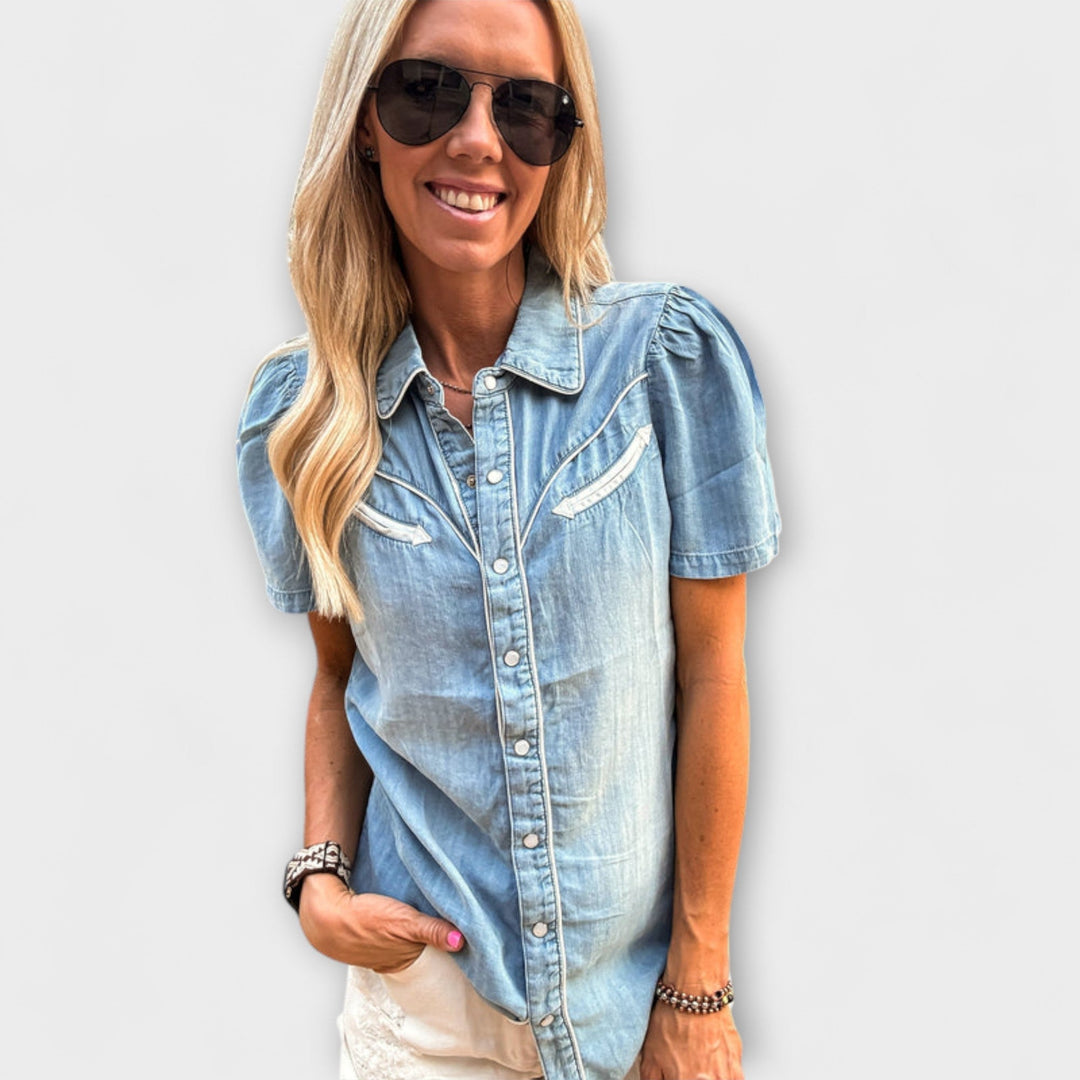 Camisa de vaquero occidental con botones para mujeres