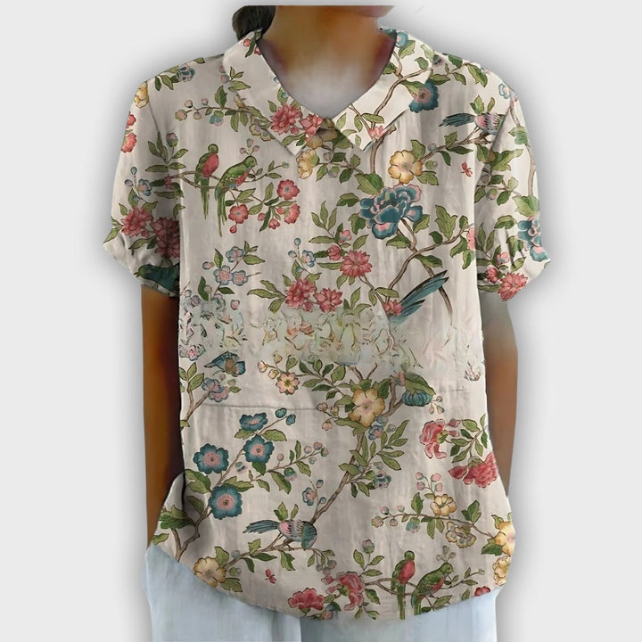 Camisa de lino floral para mujeres - comodidad y elegancia en cada ocasión