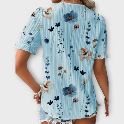 Camisa Emily con cuello en V de corte holgado y elegante