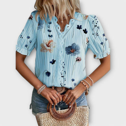 Camisa Emily con cuello en V de corte holgado y elegante