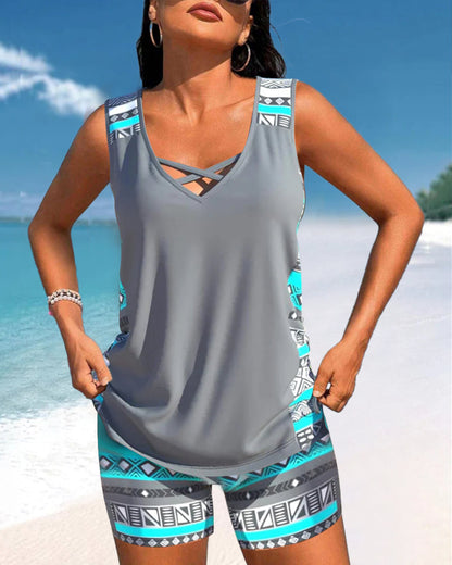 Soline | Tankini con estampado geométrico y escote en V