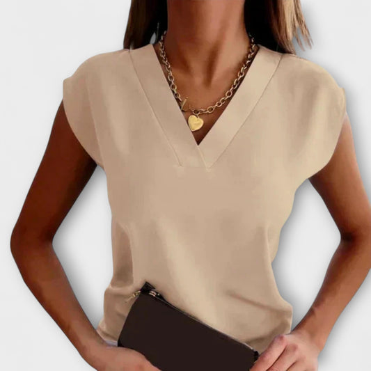 Camiseta de mujer de verano con cuello en V y corte holgado
