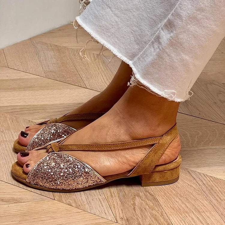 MARTINA | Sandalias brillantes con glitter y suela baja para un estilo elegante y cómodo