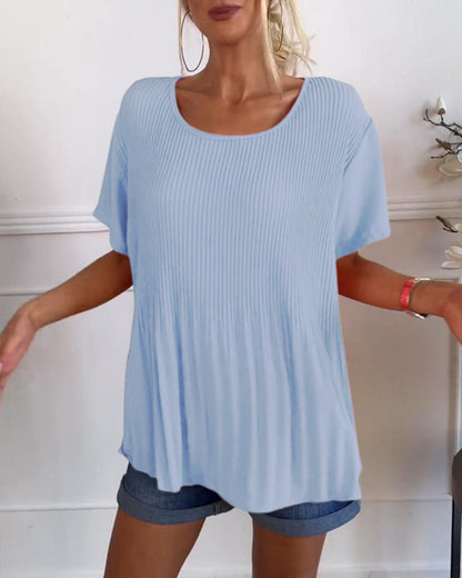 Camisa de blusa con fruncidos en el cuello redondo
