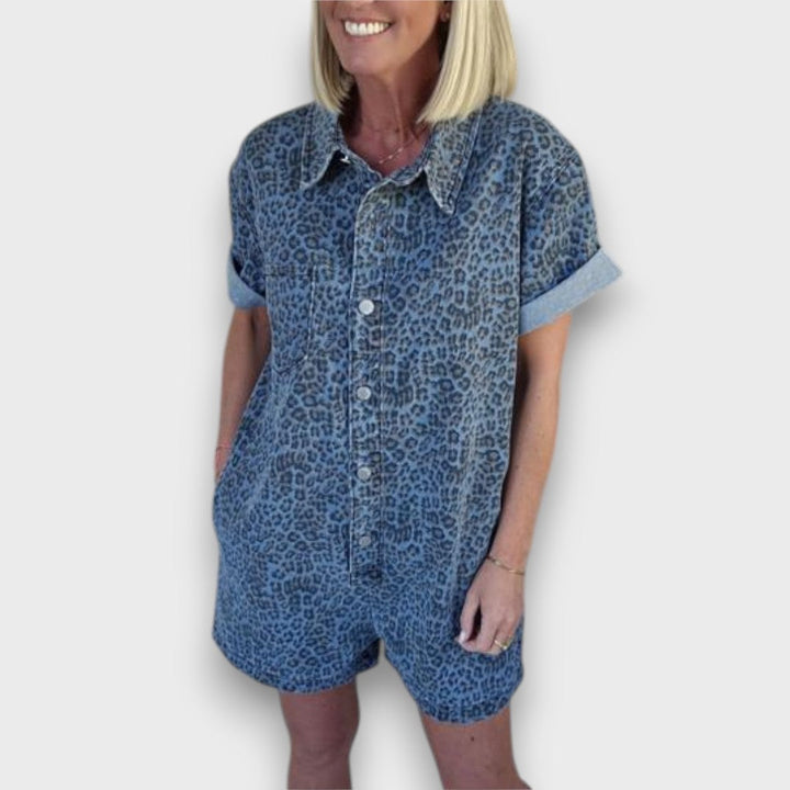 Jobina – Mono de mezclilla estilo leopardo