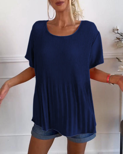 Camisa de blusa con fruncidos en el cuello redondo