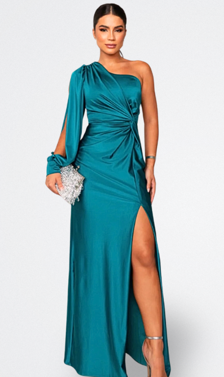 Val | Vestido de satén con un solo brazo