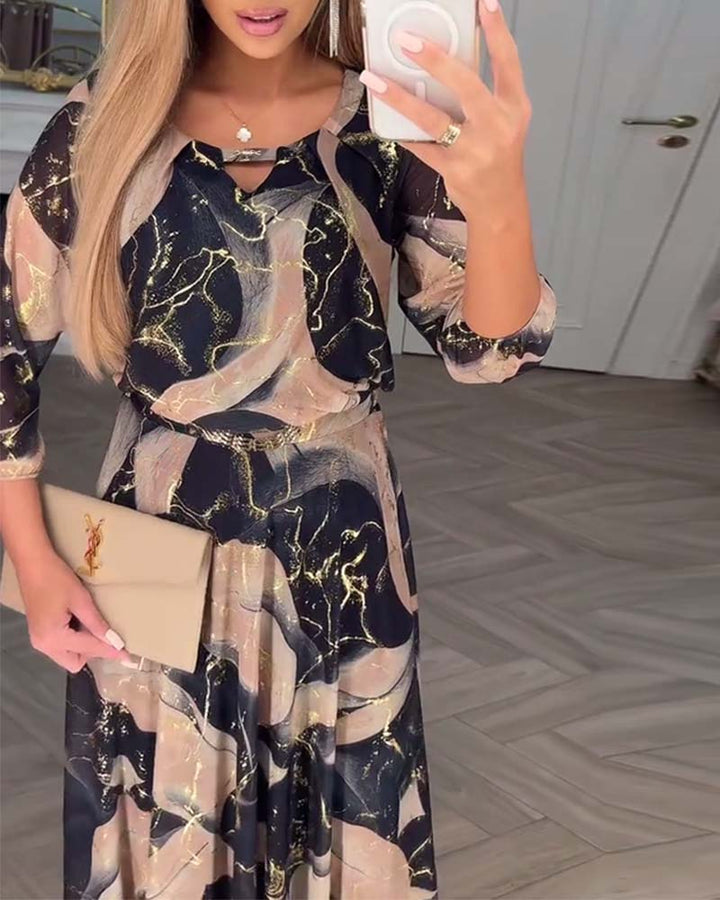 Kaye | Vestido maxi elegante con estampado sutil