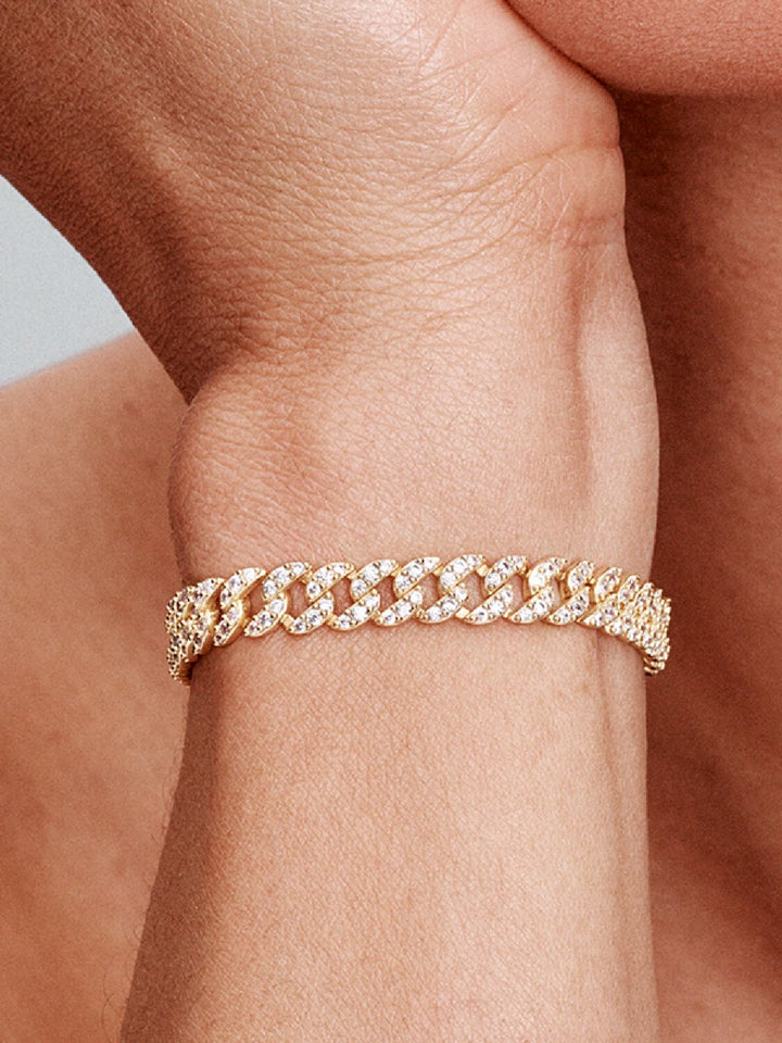 Pulsera cubana pavé | Oro
