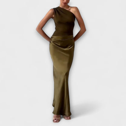 Vestido maxi asimétrico con un hombro