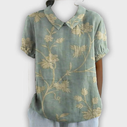 Camisa de lino floral para mujeres - comodidad y elegancia en cada ocasión