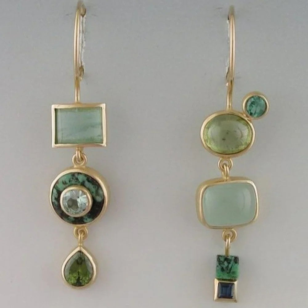 Pendientes de gota retro verdes - Joya lujosa y especial