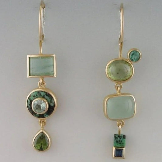 Pendientes de gota retro verdes - Joya lujosa y especial
