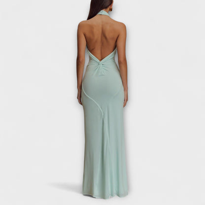 Vestido maxi ELYNA con hilos de satén - Elegancia y comodidad en eventos