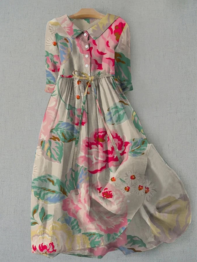 Livia - Vestido elegante de flores con mangas cortas