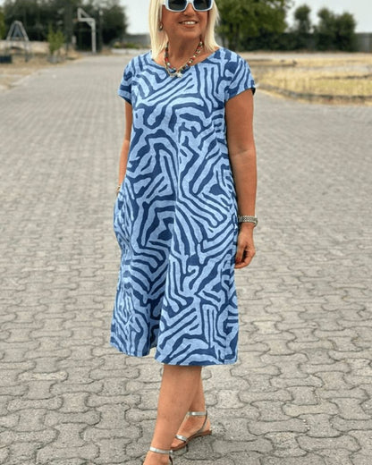 Nelia™ - Vestido de verano con cuello redondo y bonito estampado