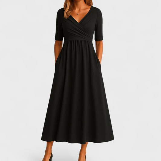 Isabella™ | Vestido cruzado con mangas cortas