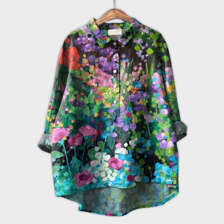 Camiseta de mujer hecha a mano con diseño floral