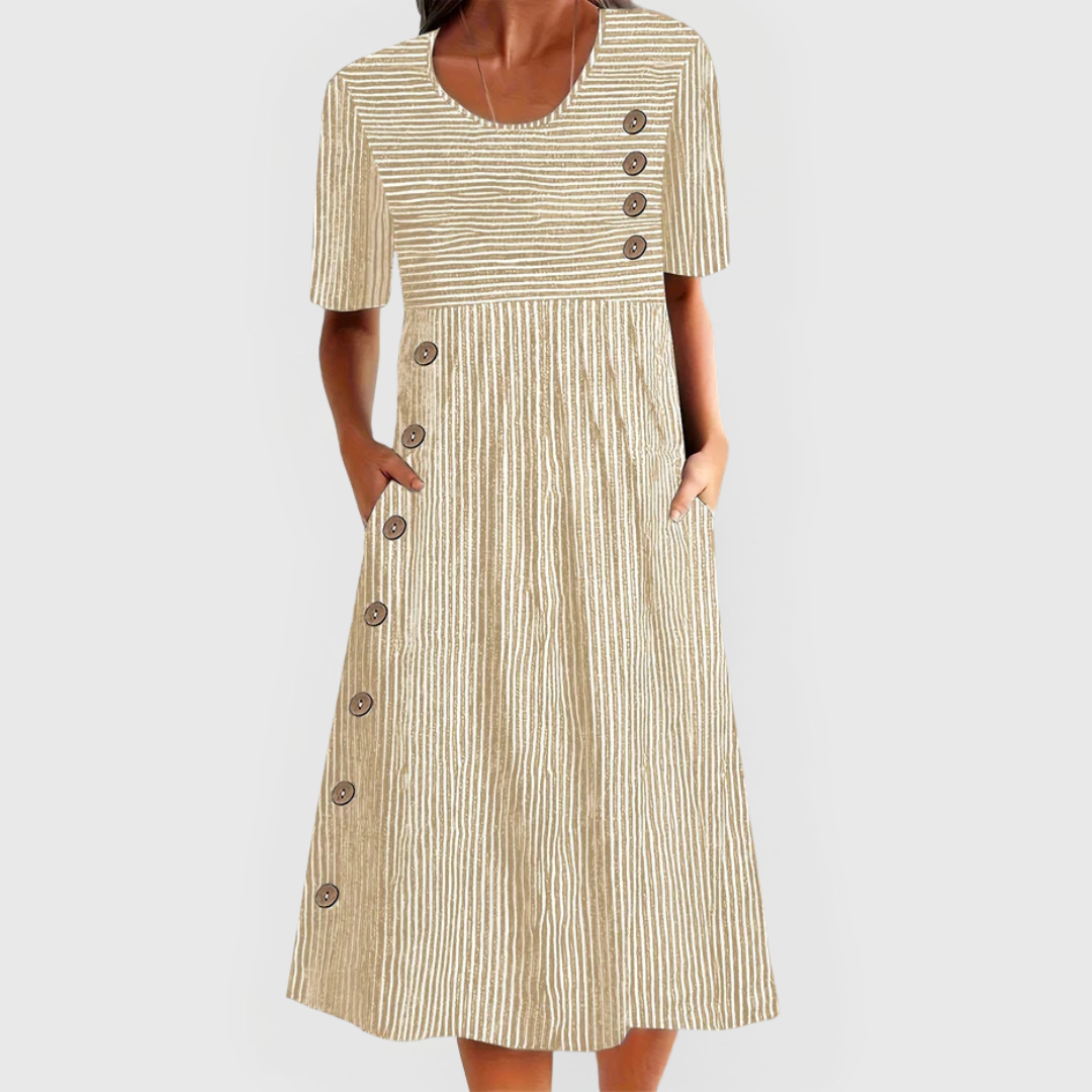 Vonda™ Vestido Midi Rayas
