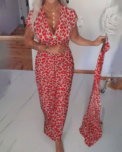 Yasbela | Vestido maxi elegante con estampado de tigre