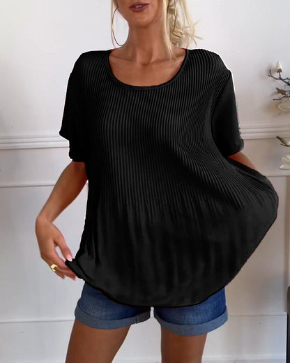 Camisa de blusa con fruncidos en el cuello redondo