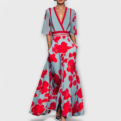 Vestido Eliz con mangas elegantes de diseño floral