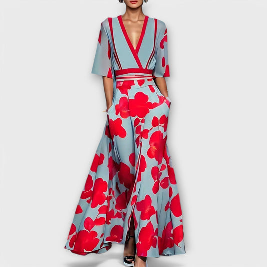 Vestido Eliz con mangas elegantes de diseño floral