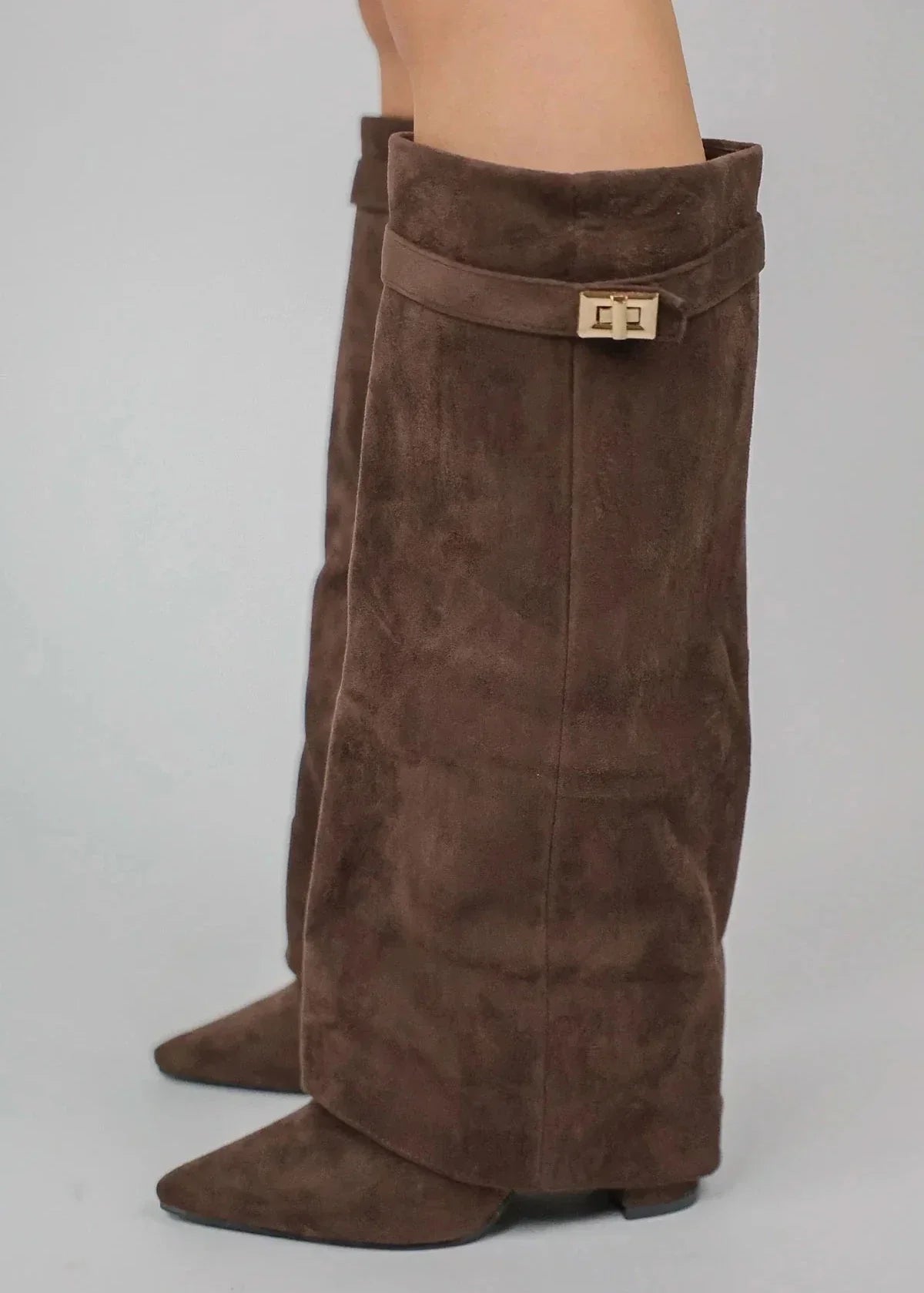 Botas de suéter hasta la rodilla - beige