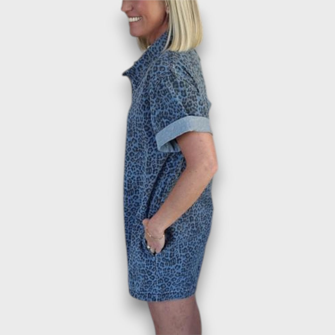 Jobina – Mono de mezclilla estilo leopardo