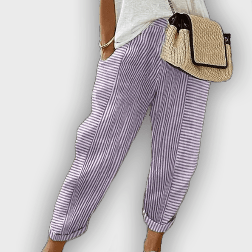 Pantalones Laura Strisciati de verano con cintura elástica