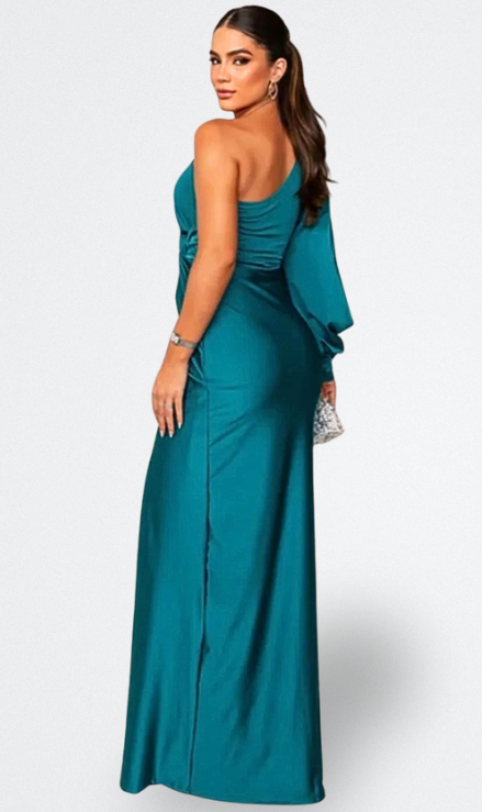 Val | Vestido de satén con un solo brazo