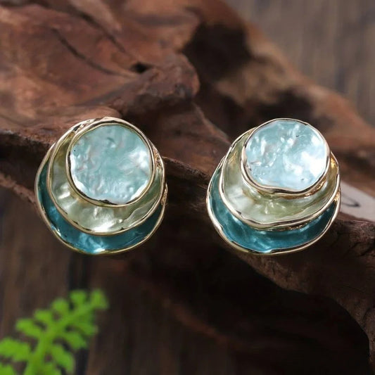 Pendientes Laura redondeados hechos a mano - Joyería de lujo y en capas