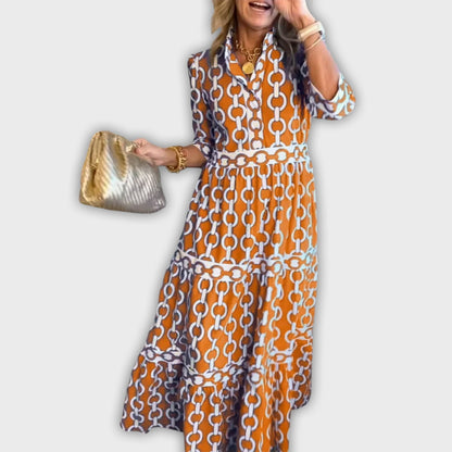 Vestido midi con estampado de cadena