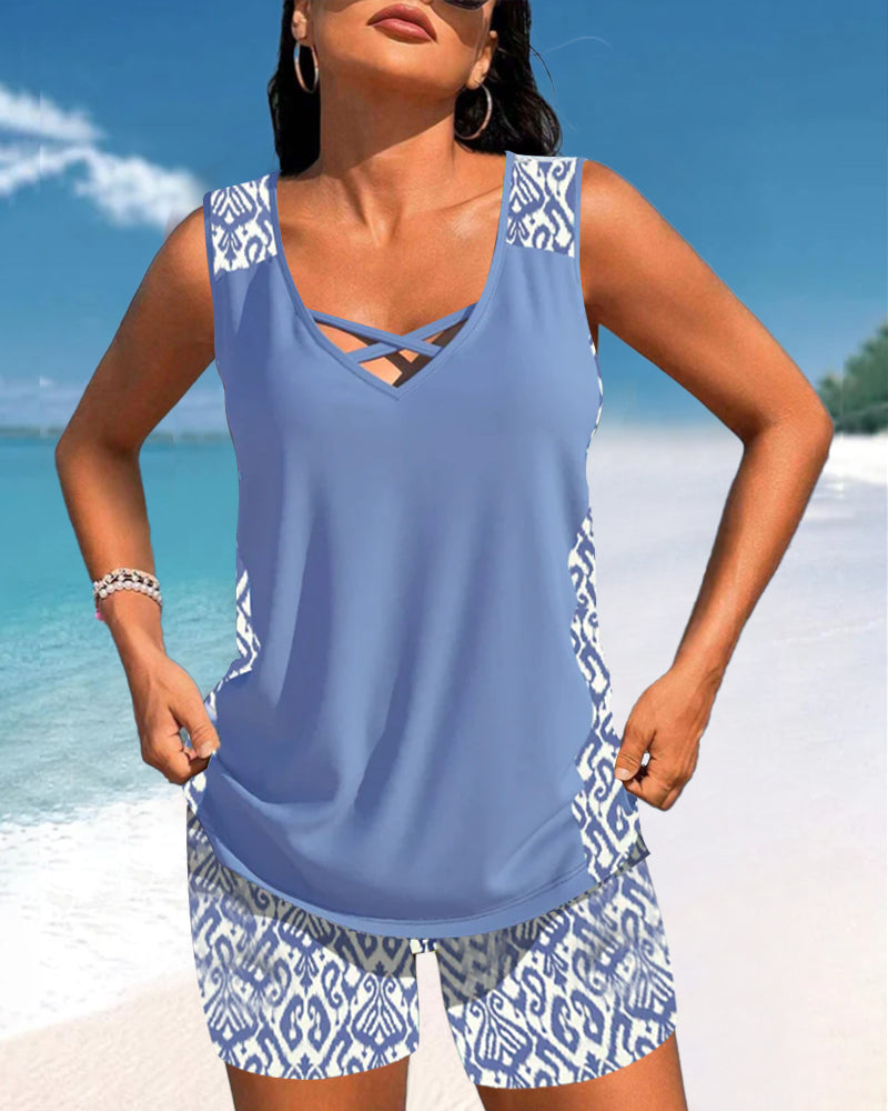 Soline | Tankini con estampado geométrico y escote en V