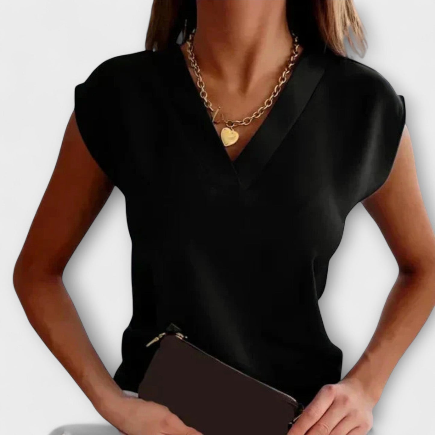 Camiseta de mujer de verano con cuello en V y corte holgado