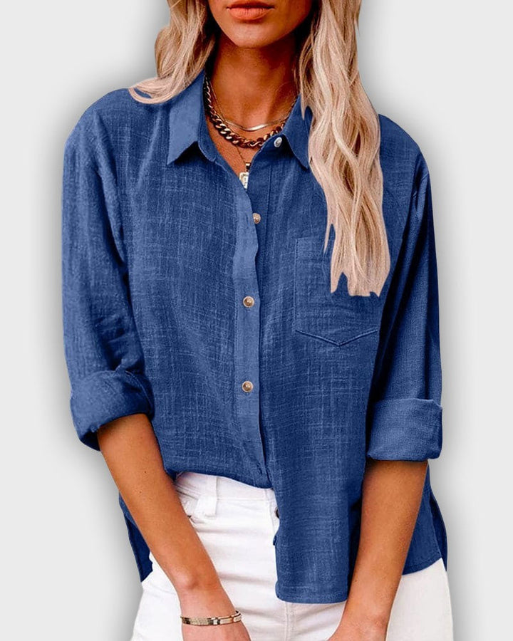 Camiseta de lycra para mujeres con mangas largas en color azul oscuro