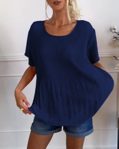 Camisa de blusa con fruncidos en el cuello redondo