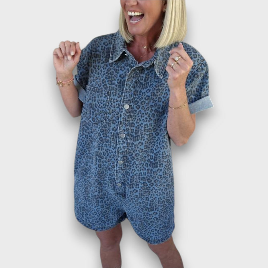 Jobina – Mono de mezclilla estilo leopardo