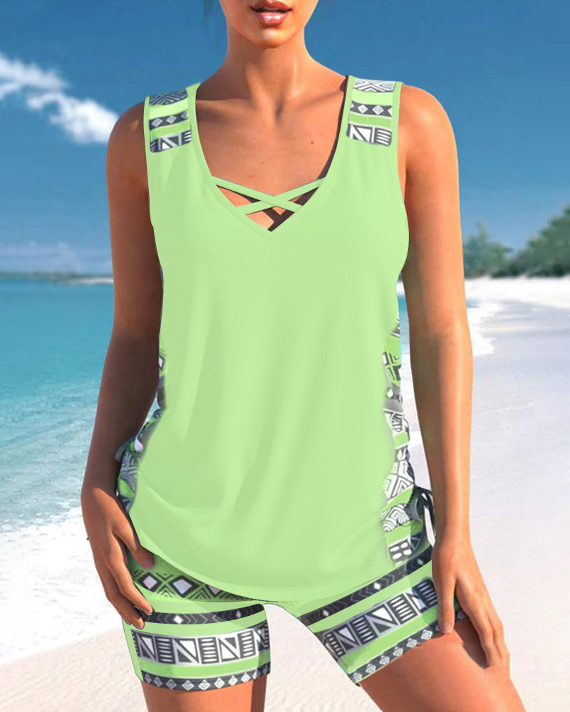 Soline | Tankini con estampado geométrico y escote en V