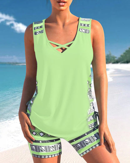Soline | Tankini con estampado geométrico y escote en V