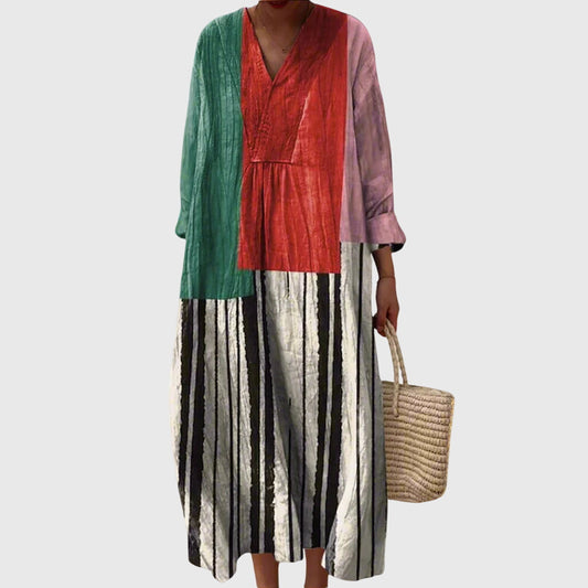 Karin™ | Vestido maxi con diseño en bloque de color