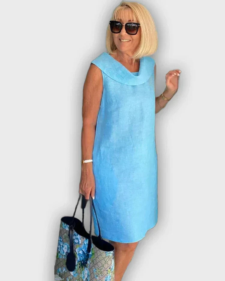 Vestidos de atajo sin mangas con cuello redondo