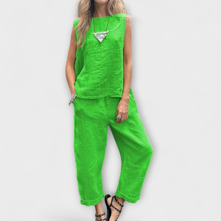 Zarela – Conjunto de verano en tono lima vibrante