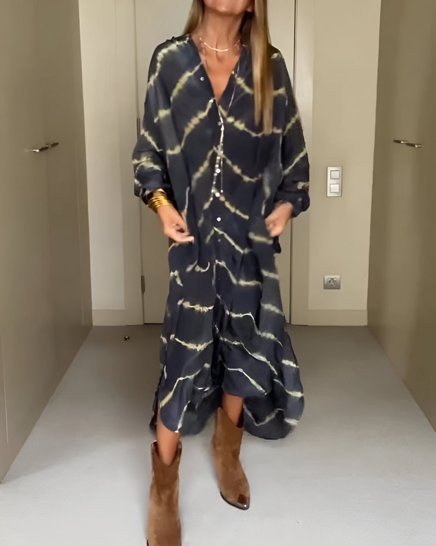 Julia™ | Vestido maxi bohemio con rayas