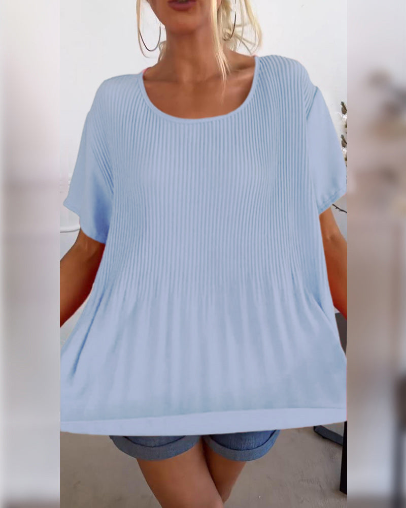 Camisa de blusa con fruncidos en el cuello redondo