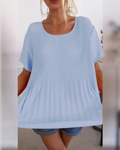 Camisa de blusa con fruncidos en el cuello redondo