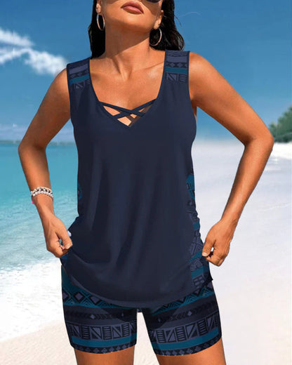 Soline | Tankini con estampado geométrico y escote en V