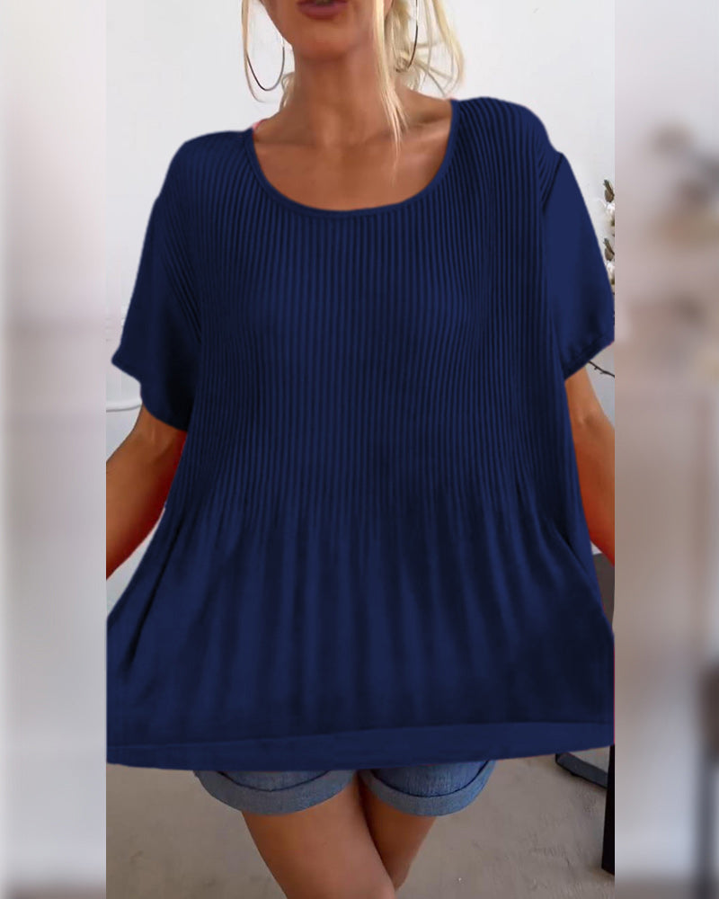 Camisa de blusa con fruncidos en el cuello redondo