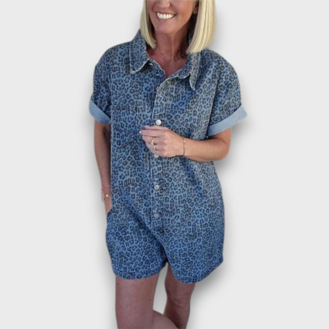 Jobina – Mono de mezclilla estilo leopardo