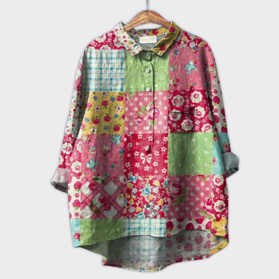 Camiseta de mujer hecha a mano con diseño floral